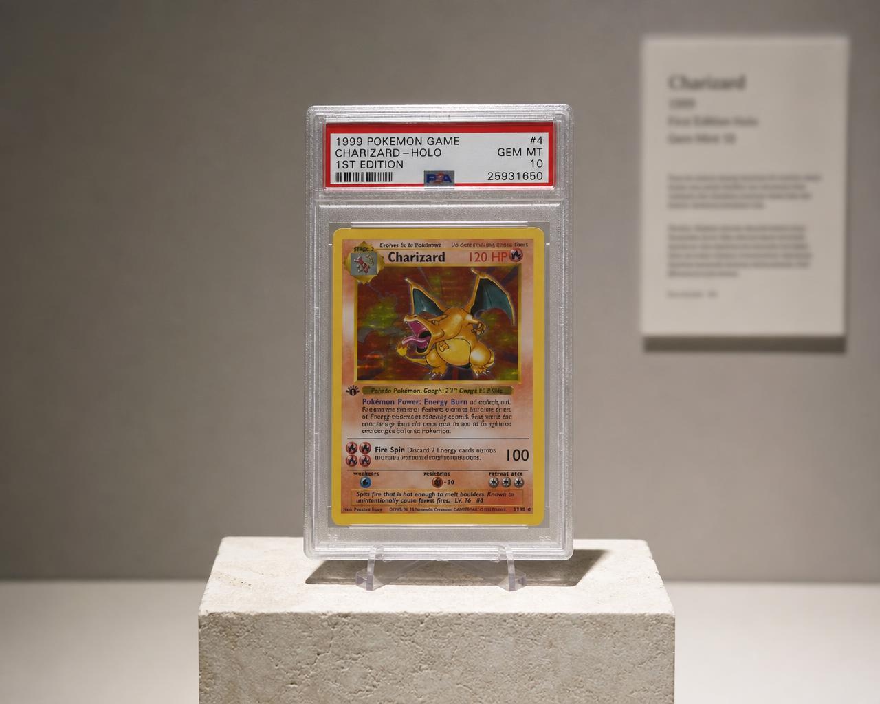 A protective card case presented upright on a pale plinth in studio light